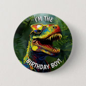 Badge Rond 5 Cm Dino Jurassic Jungle anniversaire de enfant garçon (Devant)