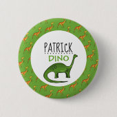 Badge Rond 5 Cm Dino Personnalisé Nom, Dinosaur Insigne Ronde De 6 (Devant)