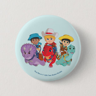 Badge Rond 5 Cm Dino Ranch Friends Design