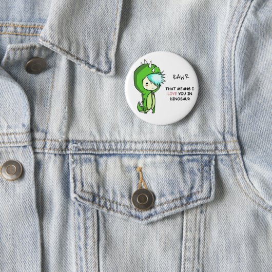 Badge Rond 5 Cm Dino RAwr (En situation)
