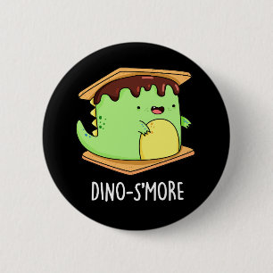 Badge Rond 5 Cm Dino-smore Dinosaure Dinosaure Smore Pun Dark BG