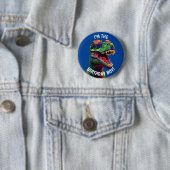 Badge Rond 5 Cm Dinoasur Cool T Rex Anniversaire Garçon (En situation)