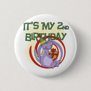 Badge Rond 5 Cm Dinosaur 2ème Anniversaire Tshirts et cadeaux