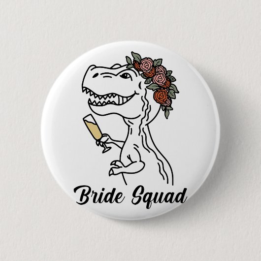 Badge Rond 5 Cm Dinosaur Brigade Bridesmaid Bachelorette Party (Devant)
