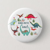 Badge Rond 5 Cm Dinosaur garçon premier anniversaire (Devant)
