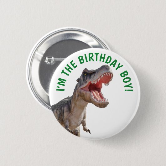 Badge Rond 5 Cm Dinosaur Happy T Rex BOY (Devant & derrière)