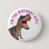 Badge Rond 5 Cm Dinosaur Happy T Rex GIRL (Devant)