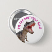 Badge Rond 5 Cm Dinosaur Happy T Rex GIRL (Devant & derrière)