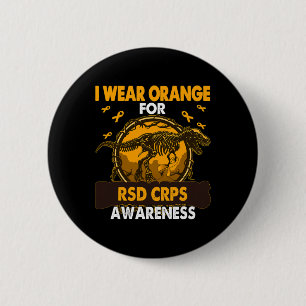 Badge Rond 5 Cm Dinosaur Je Porte Orange Pour Rsd Crps Sensibilisa