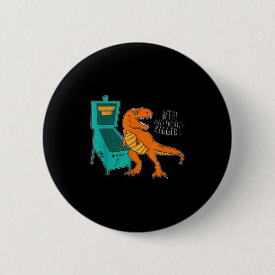 Badge Rond 5 Cm Dinosaur Pinball Wizard Arcade Machine Player Pict