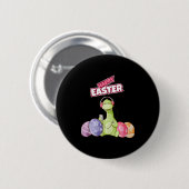 Badge Rond 5 Cm Dinosaur Say Happy Easter Premium Tri-blend (Devant & derrière)