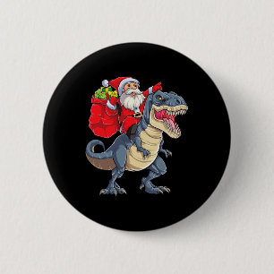 Badge Rond 5 Cm Dinosaur T Rex Noël Santa Garçons Hommes Filles Xm