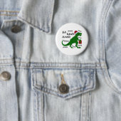 Badge Rond 5 Cm Dinosaur T-rex Xmas Party Père Noël T-r (En situation)