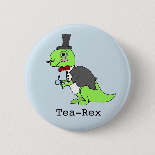 Badge Rond 5 Cm Dinosaur 'Tea-rex' (Devant)