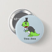 Badge Rond 5 Cm Dinosaur 'Tea-rex' (Devant & derrière)