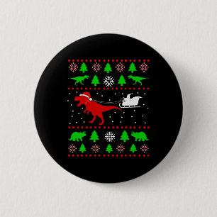 Badge Rond 5 Cm Dinosaur Vilain Noël Pour Adultes Enfants