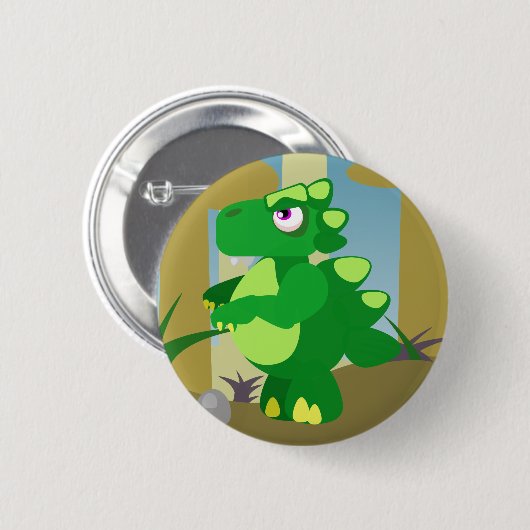 Badge Rond 5 Cm Dinosaure (Devant & derrière)