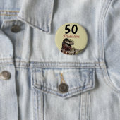 Badge Rond 5 Cm Dinosaure AGÉ T Rex (En situation)