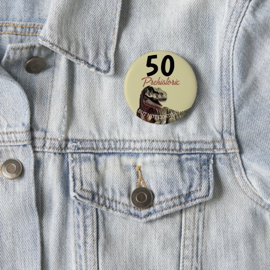 Badge Rond 5 Cm Dinosaure AGÉ T Rex (En situation)