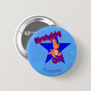 Badge Rond 5 Cm Dinosaure Amical Personnalisé pour Fille d'Anniver