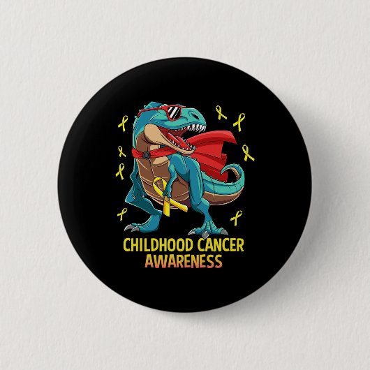 Badge Rond 5 Cm Dinosaure amusant T-Rex Enfance Cancer Sensibilisa (Devant)
