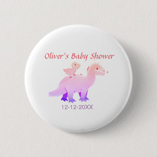 Badge Rond 5 Cm Dinosaure bébé rose rouge violet shower ajouter da
