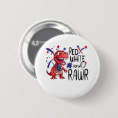 Badge Rond 5 Cm Dinosaure blanc rouge occidental (Devant & derrière)