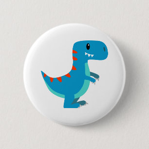 Badge Rond 5 Cm Dinosaure bleu de T-Rex