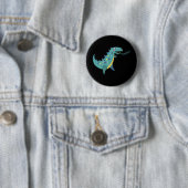 Badge Rond 5 Cm Dinosaure bleu T Rex Ba (En situation)