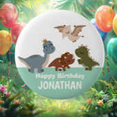 Badge Rond 5 Cm Dinosaure Boho Vert