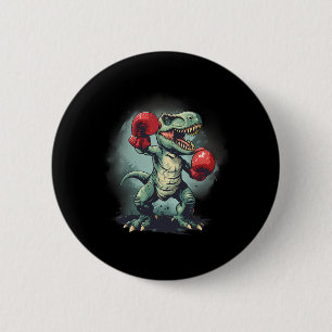 Badge Rond 5 Cm Dinosaure Boxeur Boxe Dino Kickboxing T-rex Amateu