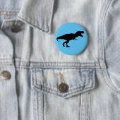 Badge Rond 5 Cm Dinosaure Coloré Bleu (En situation)