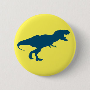 Badge Rond 5 Cm Dinosaure Coloré Jaune
