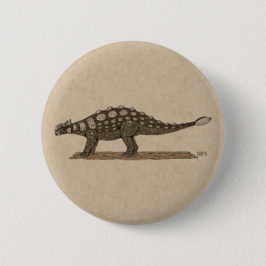 Badge Rond 5 Cm Dinosaure crétacé Ankylosaurus (Devant)