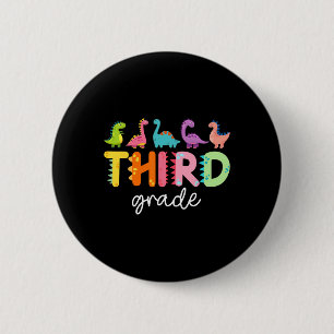 Badge Rond 5 Cm Dinosaure de 3e année de retour à l'école Premier