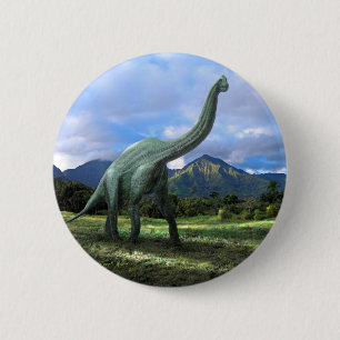 Badge Rond 5 Cm Dinosaure de Brachiosaurus