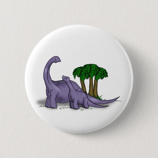 Badge Rond 5 Cm Dinosaure de mère et de bébé (Devant)