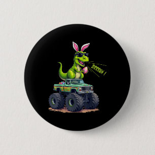 Badge Rond 5 Cm Dinosaure de Pâques - T-rex Chasse aux Oeufs de Pâ