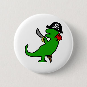 Badge Rond 5 Cm Dinosaure de pirate