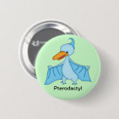 Badge Rond 5 Cm Dinosaure de ptérodactyle (Devant & derrière)