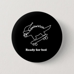 Badge Rond 5 Cm Dinosaure de skateboard prêt pour le lit 