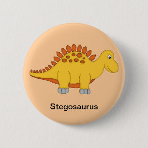 Badge Rond 5 Cm Dinosaure de Stegosaurus