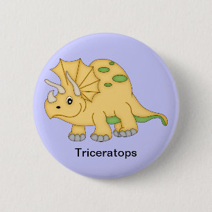 Badge Rond 5 Cm Dinosaure de Triceratops