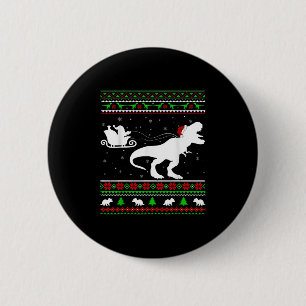 Badge Rond 5 Cm Dinosaure Dinosaure T-rex Chris Père Noël Sleigh