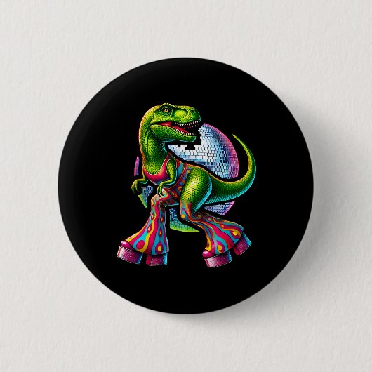 Badge Rond 5 Cm Dinosaure drôle dansant (Devant)