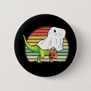 Badge Rond 5 Cm Dinosaure fantôme drôle Halloween