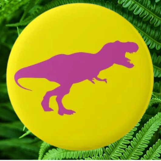 Badge Rond 5 Cm Dinosaure jaune coloré