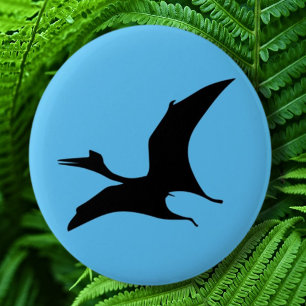 Badge Rond 5 Cm Dinosaure Jurassique Bleu