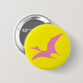 Badge Rond 5 Cm Dinosaure jurassique Jaune (Devant & derrière)