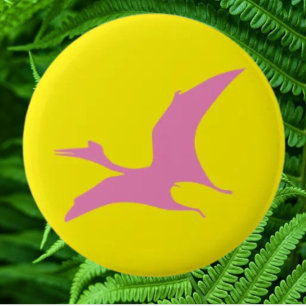 Badge Rond 5 Cm Dinosaure jurassique jaune